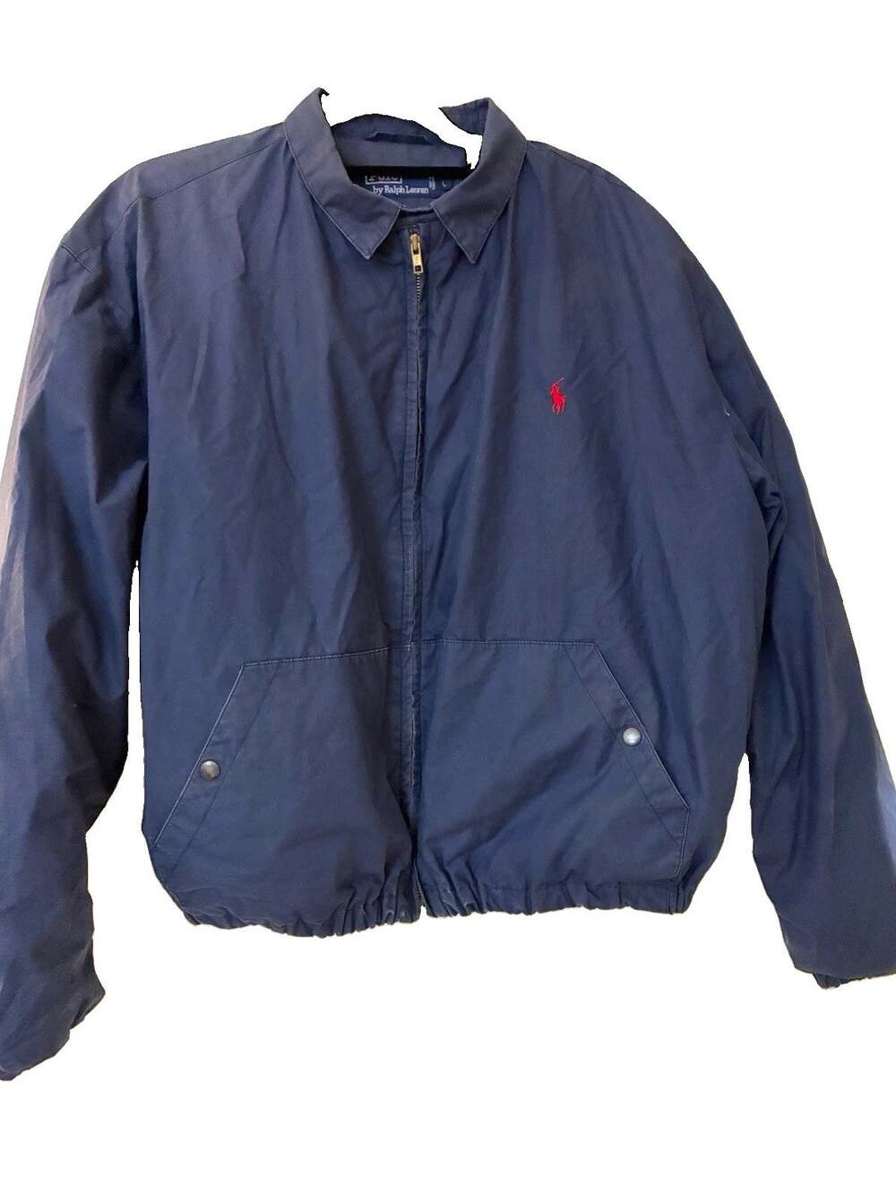 Vintage Polo Ralph Lauren Down Jacket Navy Blue Cotton Harrington Bomber Mens L